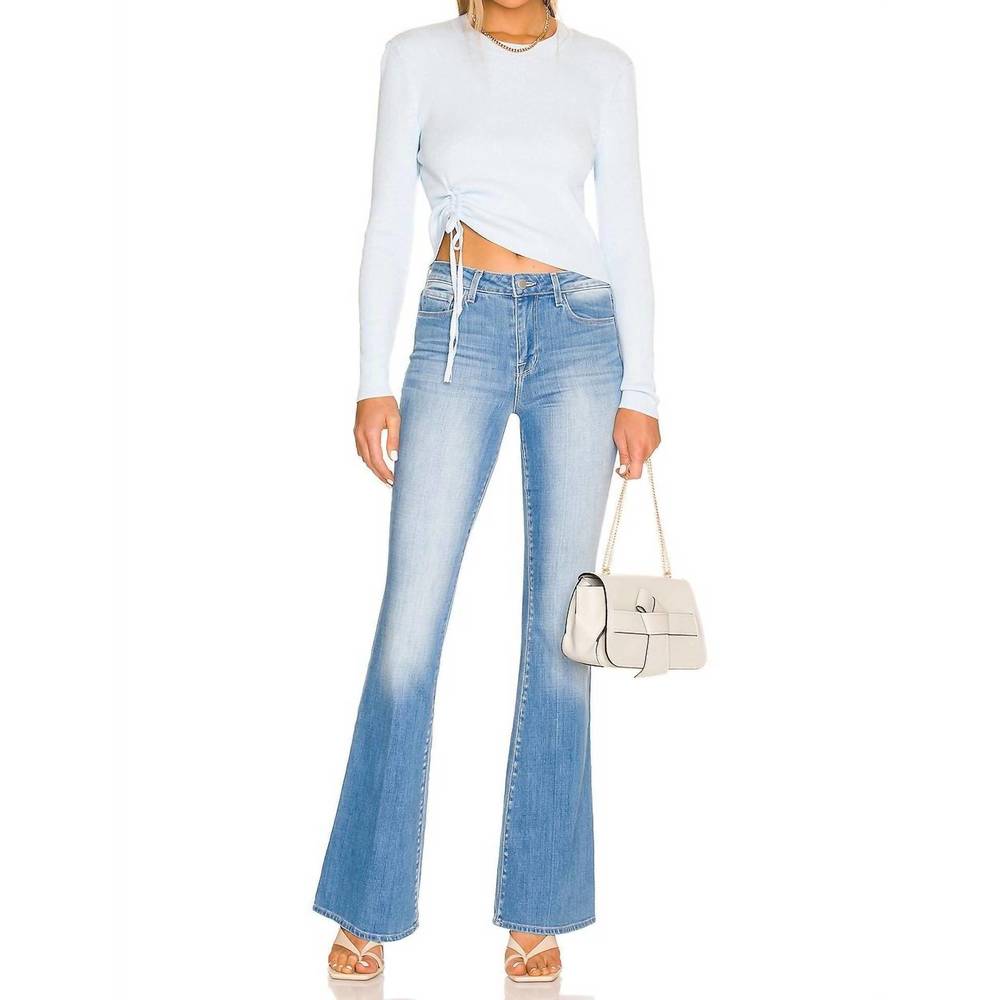 NEW L'AGENCE bell high rise flare jean in atlantic - Picture 4 of 4